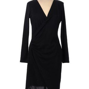 Black Banana Republic Faux Wrap V Neck Long Sleeve Dress M